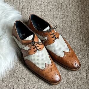 Duca Italy beige tan leather oxfords brogues dress shoes Boots 42 9
